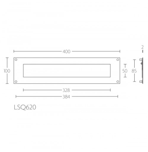 Formani Square LSQ620 briefplaat 400x100 mat RVS