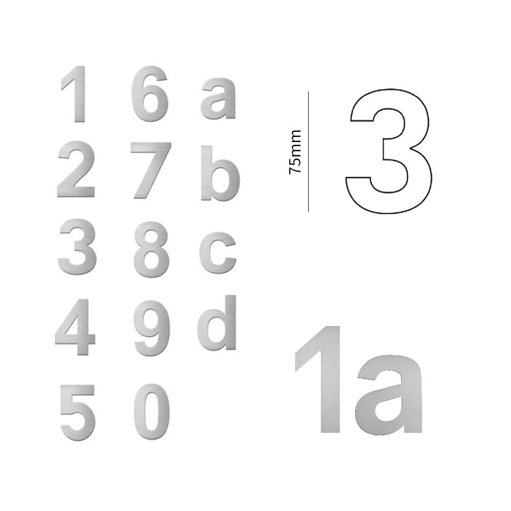 Zelfklevend RVS huiscijfer York 75mm.