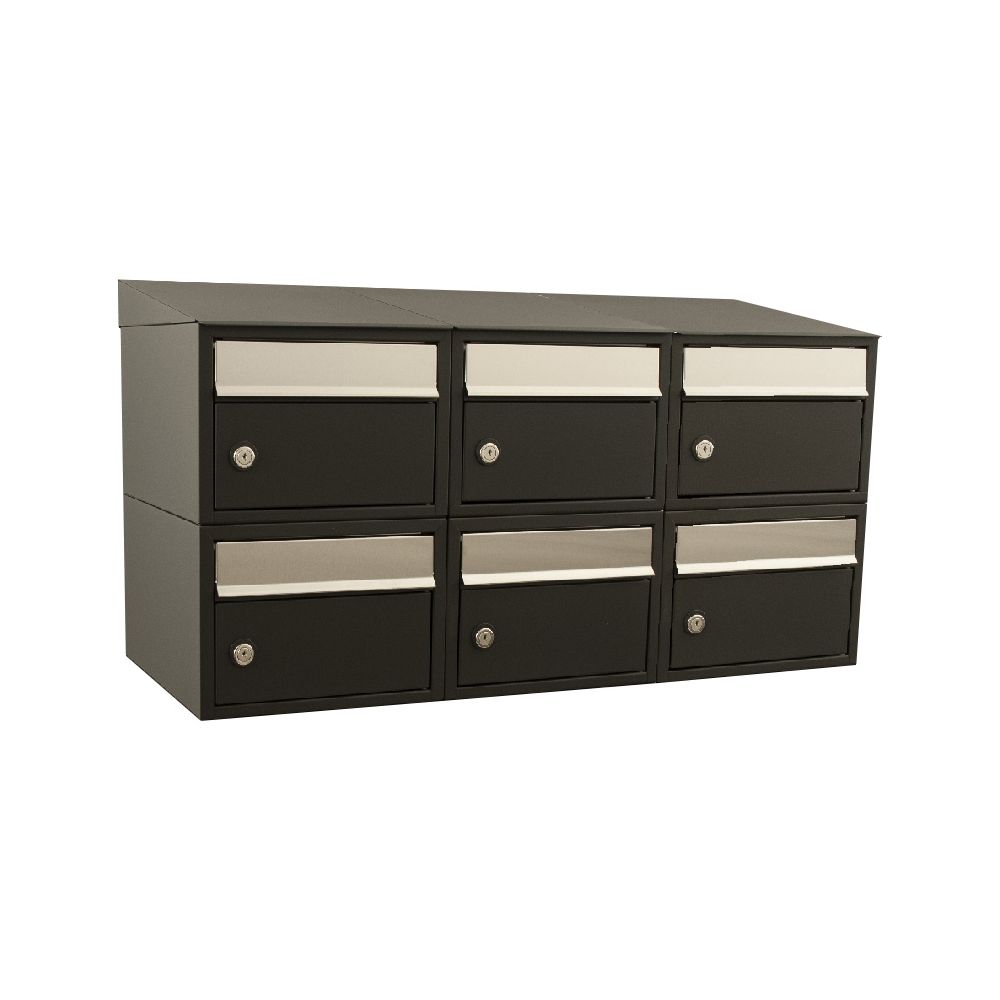 Brievenbusunit Brickset wand 3-breed 2-hoog met dak - zwart