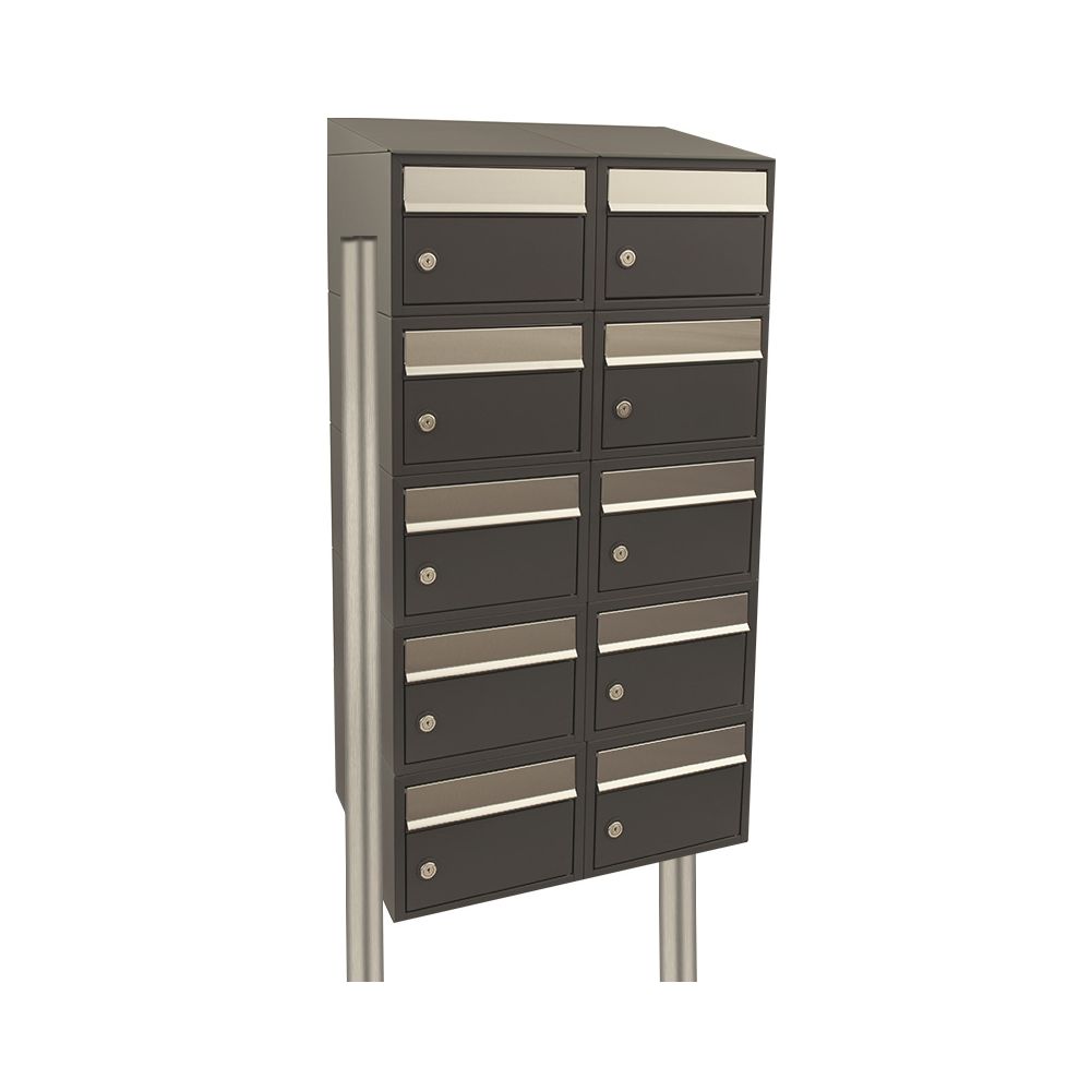 Brievenbusunit Brickset met statief 2-breed 5-hoog met dak - antraciet