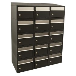 Brievenbusunit Brickset wand 3-breed 5-hoog met dak - zwart