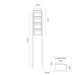 Brievenbusunit Brickset met statief 4-hoog met dak - antraciet