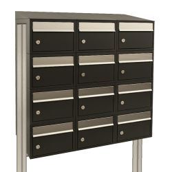 Brievenbusunit Brickset met statief 3-breed 4-hoog met dak - zwart