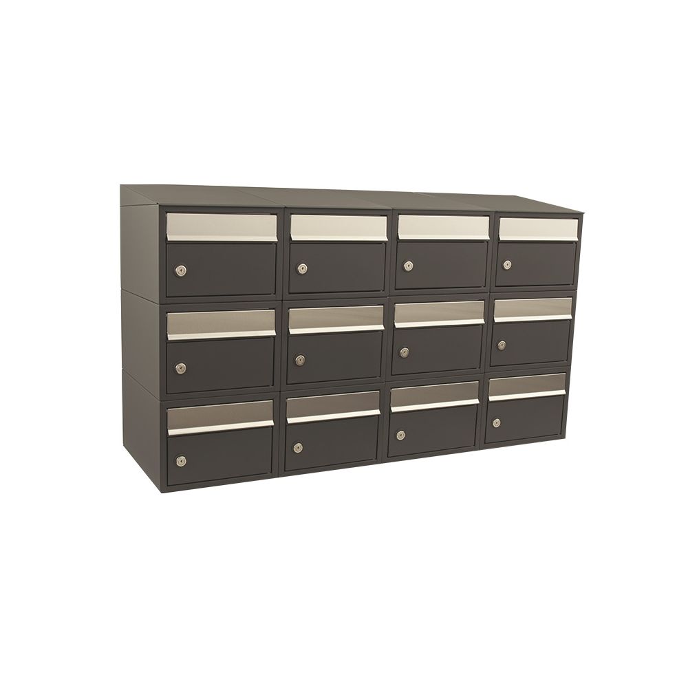 Brievenbusunit Brickset wand 4-breed 3-hoog met dak - antraciet