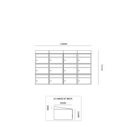 Brievenbusunit Brickset wand 4-breed 3-hoog met dak - antraciet