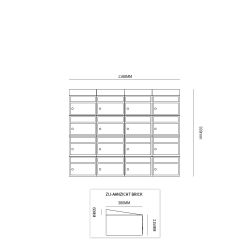 Brievenbusunit Brickset wand 4-breed 4-hoog met dak - antraciet