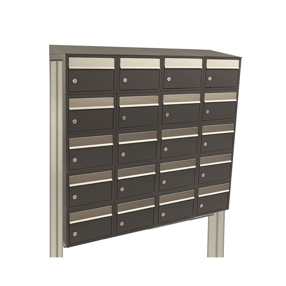 Brievenbusunit Brickset met statief 4-breed 5-hoog met dak - antraciet