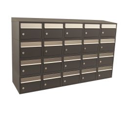 Brievenbusunit Brickset wand 5-breed 4-hoog met dak - antraciet