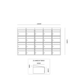 Brievenbusunit Brickset wand 5-breed 4-hoog met dak - antraciet