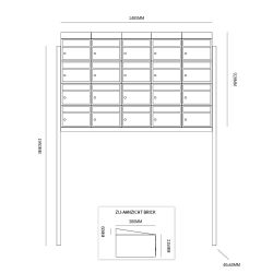 Brievenbusunit Brickset met statief 5-breed 4-hoog met dak - antraciet