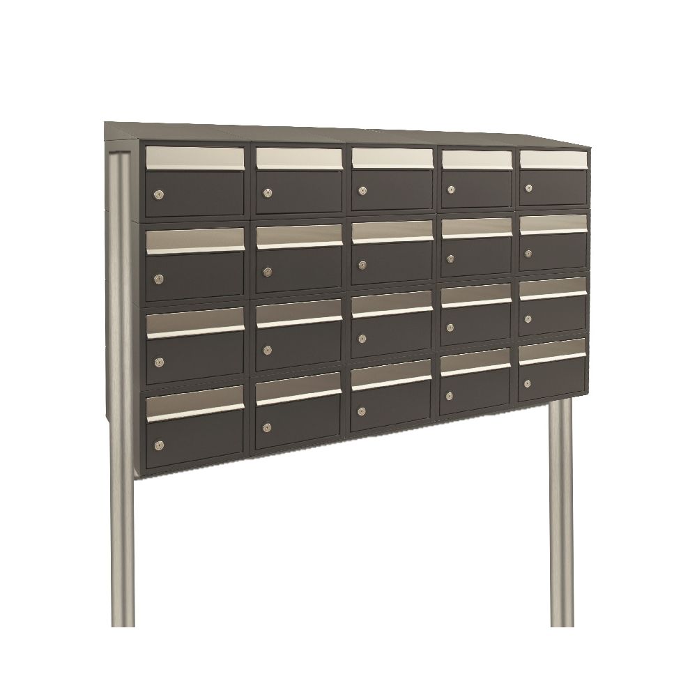 Brievenbusunit Brickset met statief 5-breed 4-hoog met dak - antraciet