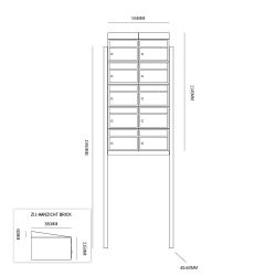 Brievenbusunit Brickset met statief 2-breed 5-hoog met dak - antraciet