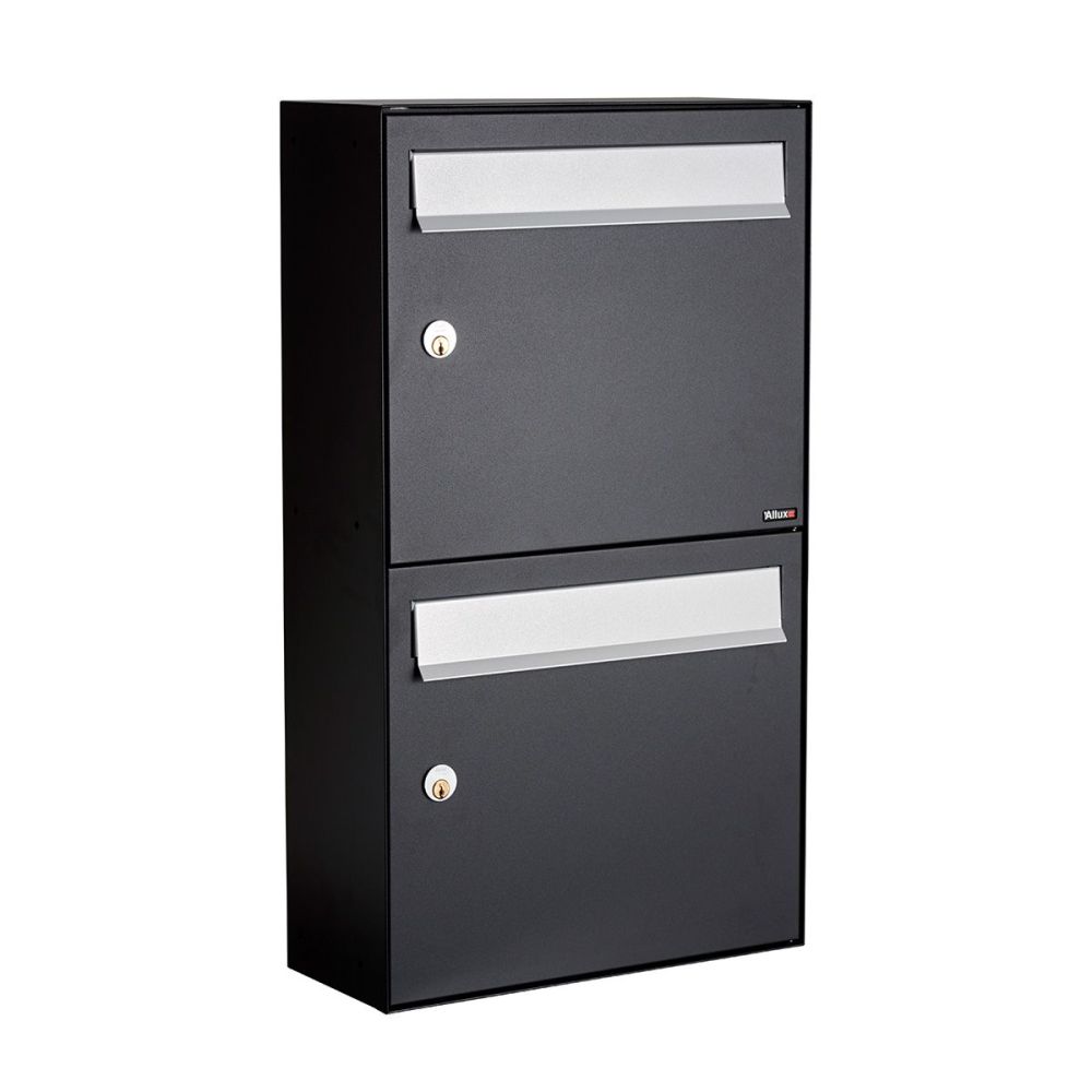 Brievenbusunit Flow set wand 2-hoog - zwart