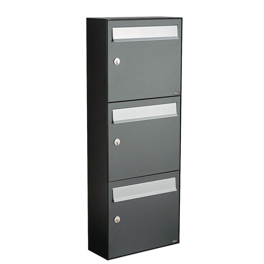 Brievenbusunit Flow set wand 3-hoog - antraciet
