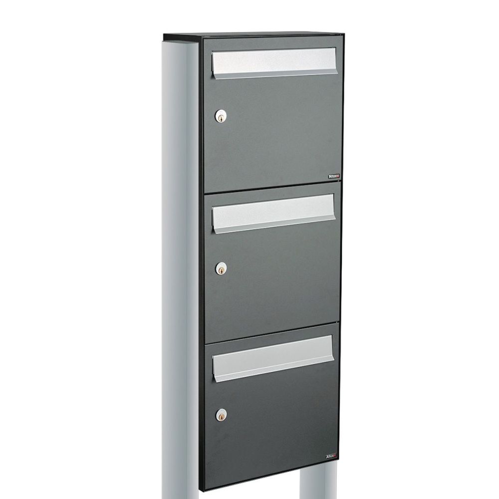 Brievenbusunit Flow set vrijstaand 3-hoog - antraciet