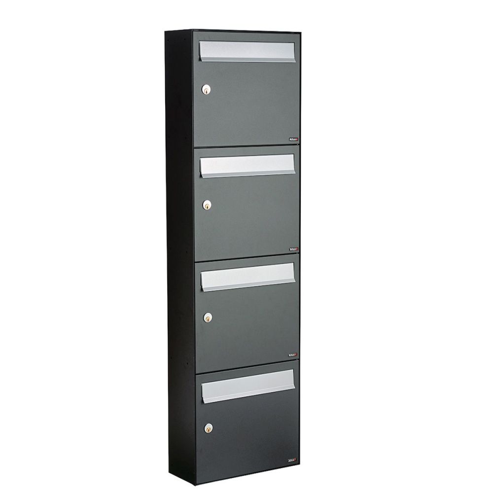 Brievenbusunit Flow set wand 4-hoog - antraciet