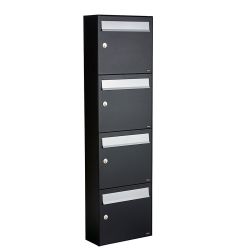 Brievenbusunit Flow set wand 4-hoog - zwart