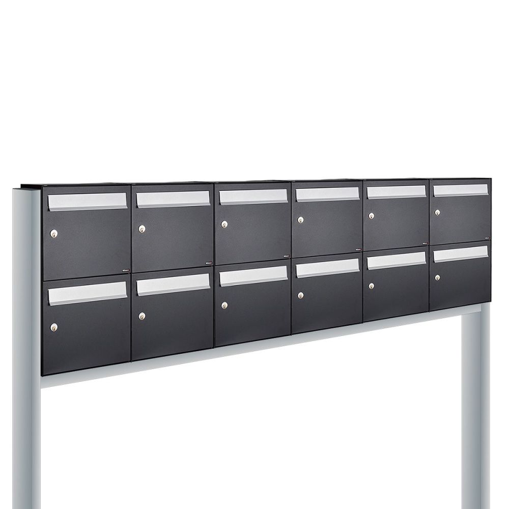 Brievenbusunit Flow set vrijstaand 6-breed, 2-hoog - zwart