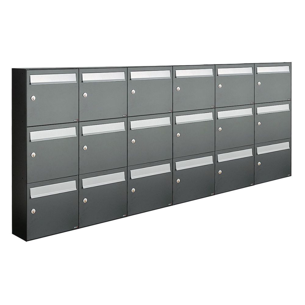 Brievenbusunit Flow set wand 6-breed, 3-hoog - antraciet