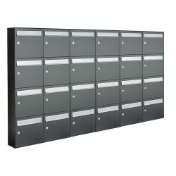 Brievenbusunit Flow set wand 6-breed, 4-hoog - antraciet