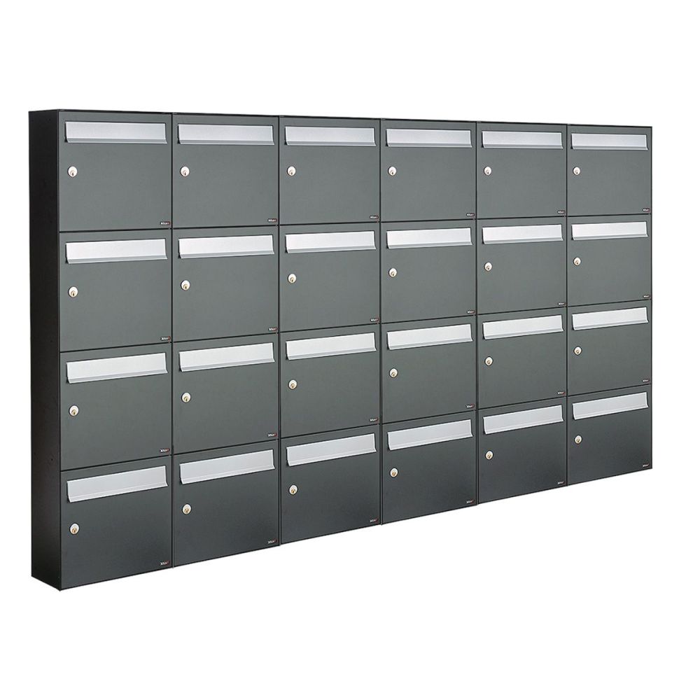 Brievenbusunit Flow set wand 6-breed, 4-hoog - antraciet