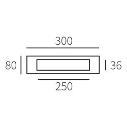 Briefplaat rechthoek geveerd 300x80mm - RVS