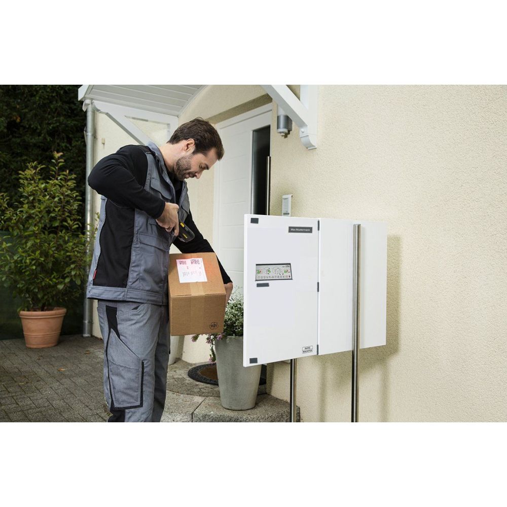 BURG-WÄCHTER eBoxx Outdoor Parcel Box, For all common parcel services, Weatherproof, Galvanized steel, 98 l capacity, E 635 W, White (such as RAL 9010 BURG-WÄCHTER eBoxx Outdoor Parcel Box, For all common parcel services, Weatherproof, Galvanized steel, 98 l capacity, E 635 W, White (such as RAL 9010