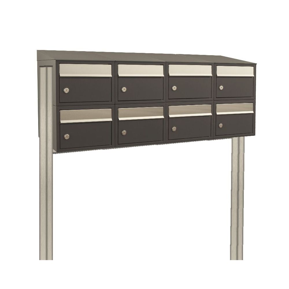 Brievenbusunit Brickset met statief 4-breed 2-hoog met dak - antraciet