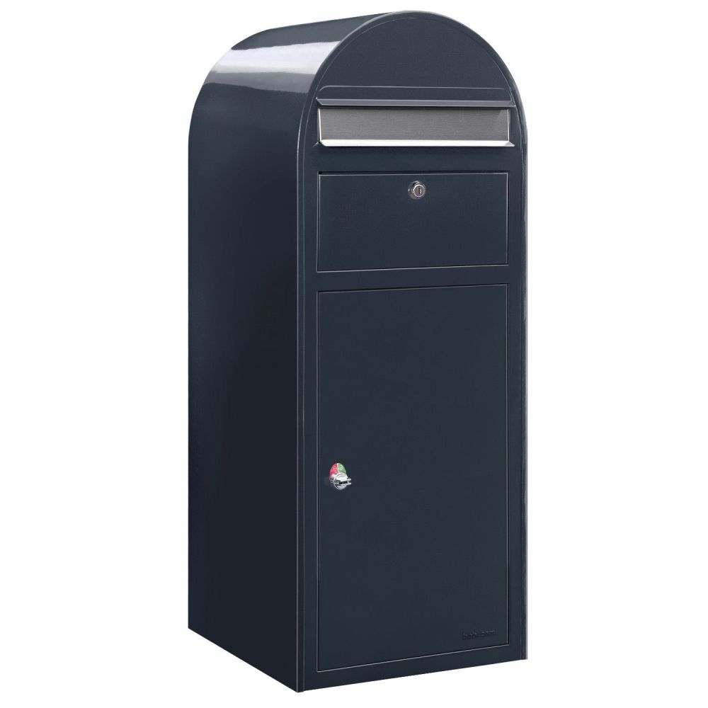 Bobi Cargo pakketbrievenbus - donkergrijs/RVS klep