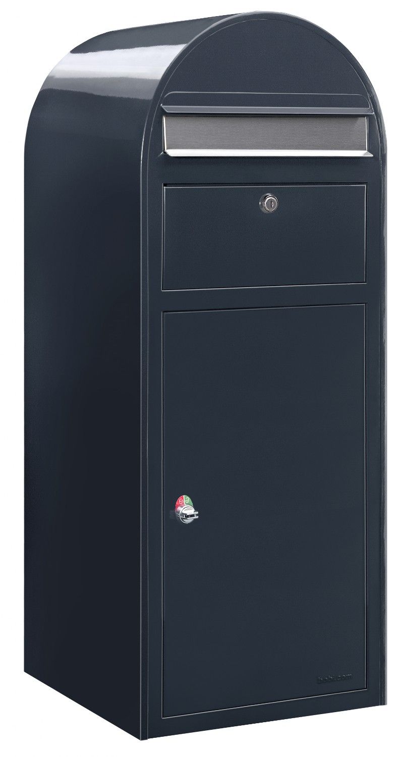 Bobi Cargo pakketbrievenbus staal - donkergrijs/RVS klep