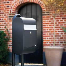 Brievenbus Allux 5000 antraciet met grijze klep