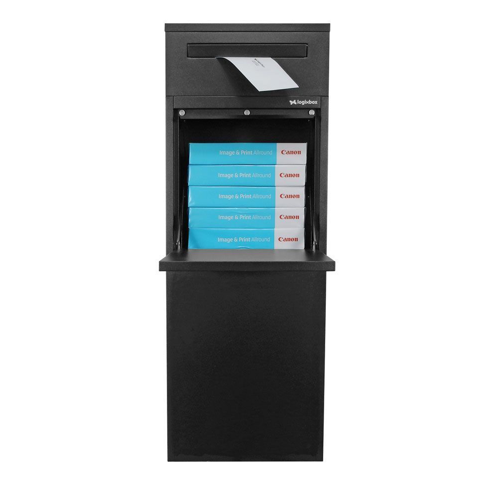 Pakketbrievenbus met postvak Logixbox Frontbox DeLuxe Uni achteruitname - grijs