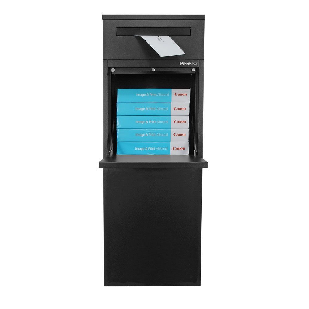 Logixbox Frontbox DeLuxe Uni pakketbrievenbus met postvak achteruitname - grijs