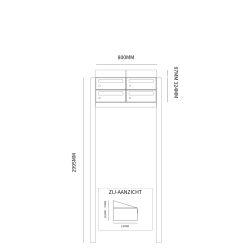 Brievenbusunit Hive set vrijstaand 2-breed, 2-hoog - antraciet