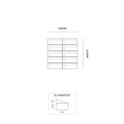 Brievenbusunit Hive set wand 2-breed, 5-hoog - antraciet