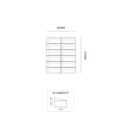 Brievenbusunit Hive set wand 2-breed, 6-hoog - antraciet