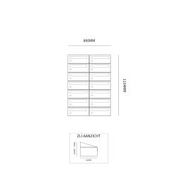 Brievenbusunit Hive set wand 2-breed, 7-hoog - antraciet