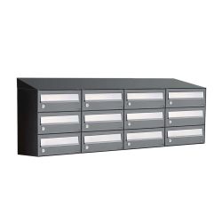 Brievenbusunit Hive set wand 4-breed, 3-hoog - antraciet