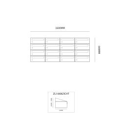 Brievenbusunit Hive set wand 4-breed, 4-hoog - antraciet