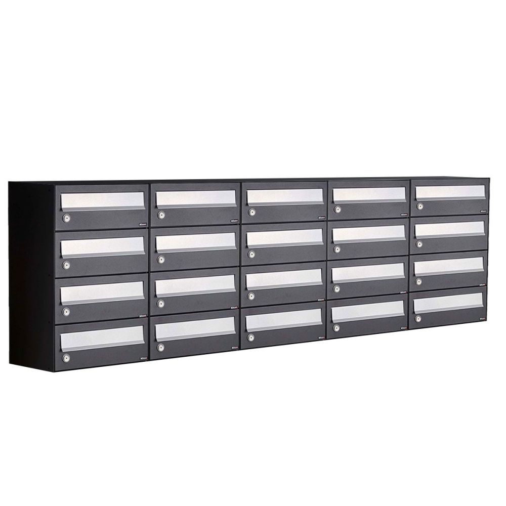 Brievenbusunit Hive set wand 5-breed, 4-hoog - zwart