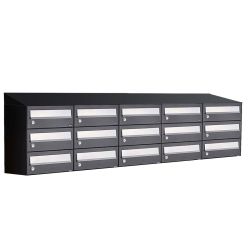 Brievenbusunit Hive set wand 5-breed, 3-hoog - zwart