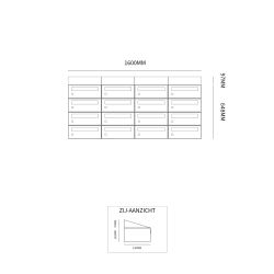 Brievenbusunit Hive set wand 4-breed, 4-hoog - zwart