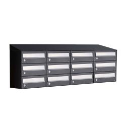 Brievenbusunit Hive set wand 4-breed, 3-hoog - zwart