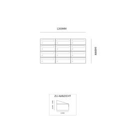 Brievenbusunit Hive set wand 3-breed, 4-hoog - zwart