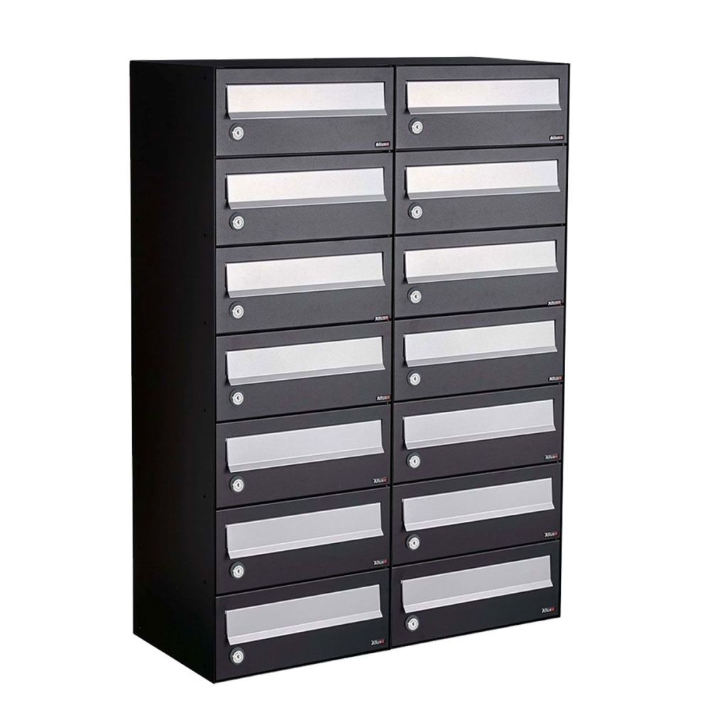 Brievenbusunit Hive set wand 2-breed, 7-hoog - zwart