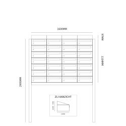 Brievenbusunit Hive set vrijstaand 4-breed, 7-hoog - antraciet