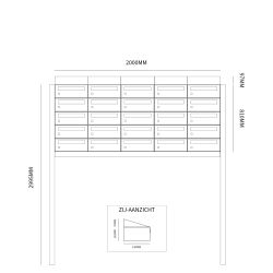 Brievenbusunit Hive set vrijstaand 5-breed, 5-hoog - antraciet