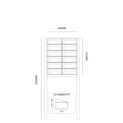 Brievenbusunit Hive set vrijstaand 2-breed, 6-hoog - antraciet