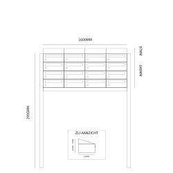 Brievenbusunit Hive set vrijstaand 4-breed, 4-hoog - antraciet