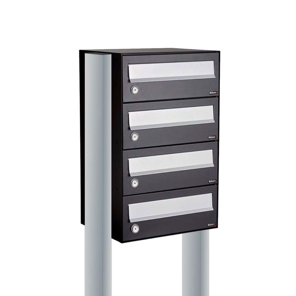 Brievenbusunit Hive set vrijstaand 1-breed, 4-hoog - zwart